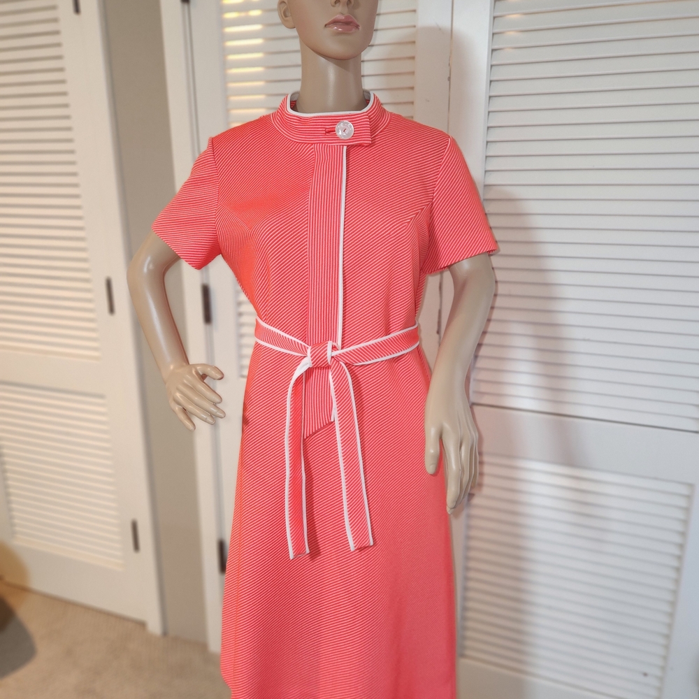 Mod 60s Coral Midi Dress Poly With Belt